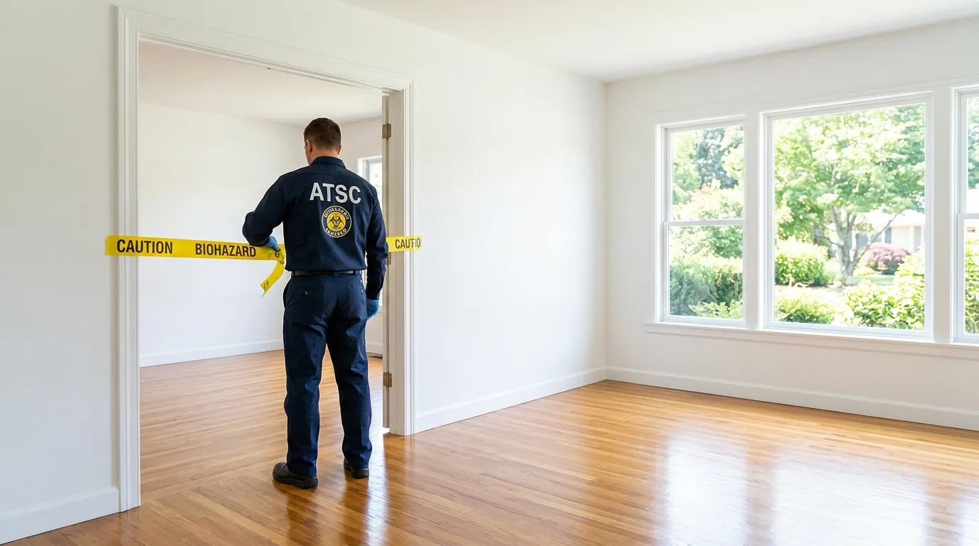 Certified biohazard cleanup crew performing Crime Scene Cleanup in Fairport
